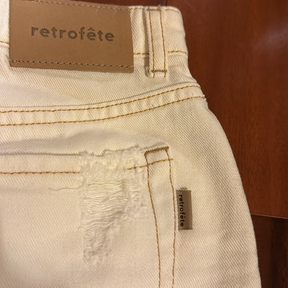 Retrofete Irene Patchwork Asymmetric White Denim Skirt - Picture 3 of 4